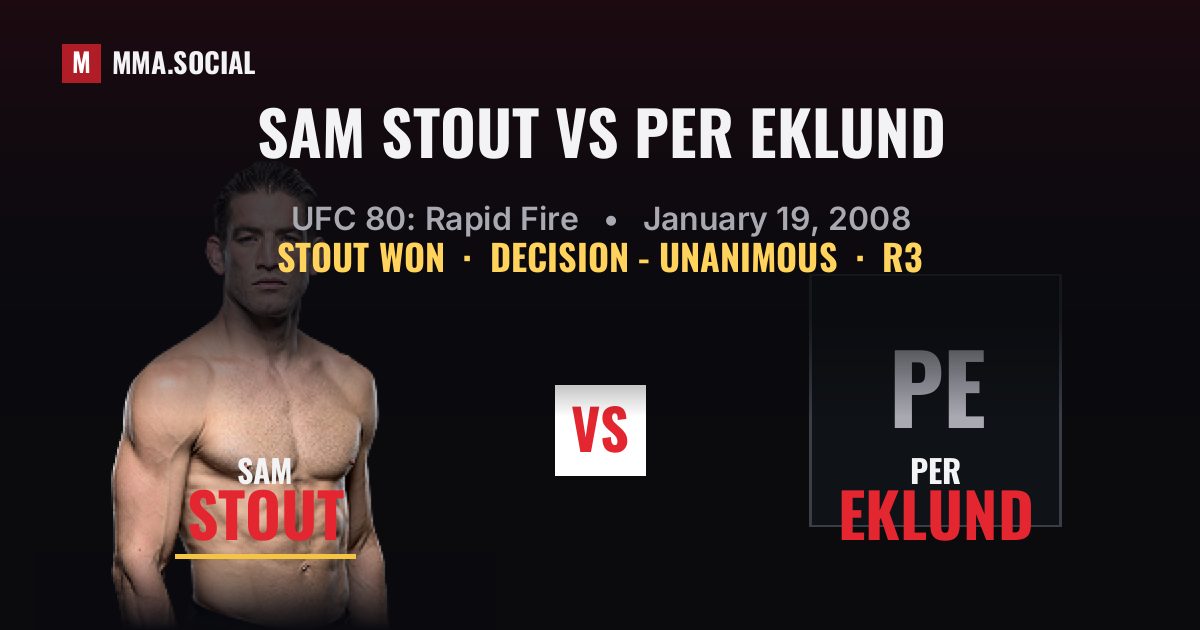 Sam Stout vs Per Eklund - UFC 80: Rapid Fire | MMA.SOCIAL