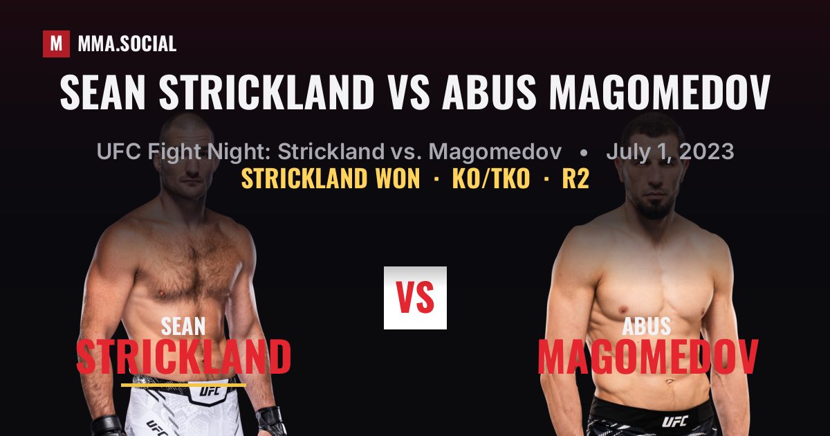 Sean Strickland vs Abus Magomedov result: Sean Strickland won by KO/TKO, UFC Fight Night: Strickland vs. Magomedov