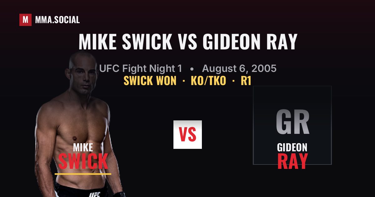 Mike Swick vs Gideon Ray result: Mike Swick won by KO/TKO, UFC Fight Night 1