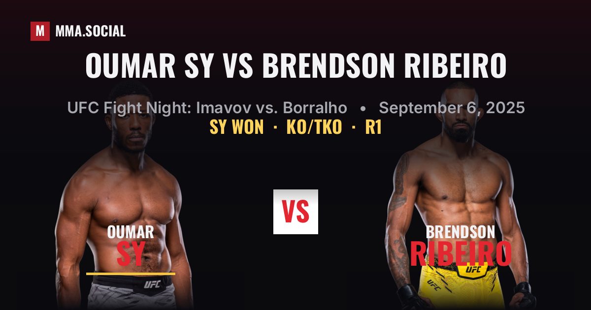 Oumar Sy vs Brendson Ribeiro - UFC Fight Night | MMA.SOCIAL