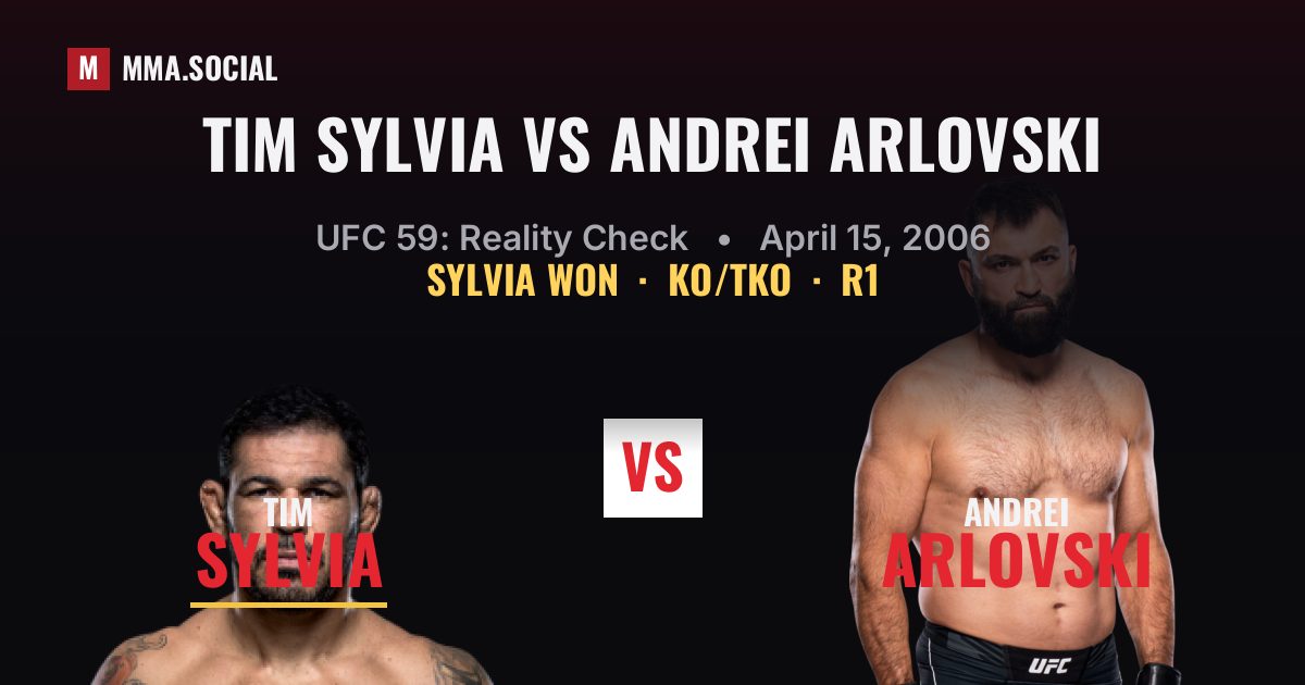Tim Sylvia vs Andrei Arlovski result: Tim Sylvia won by KO/TKO, UFC 59: Reality Check