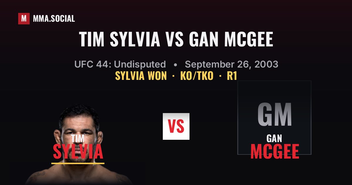 Tim Sylvia vs Gan McGee result: Tim Sylvia won by KO/TKO, UFC 44: Undisputed