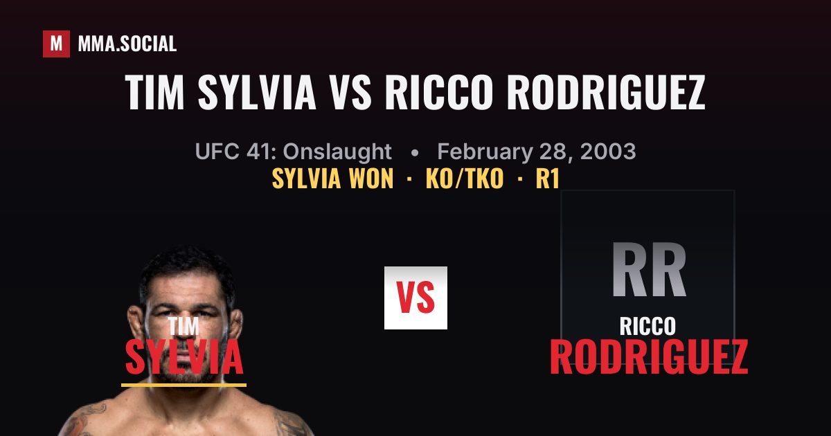 Tim Sylvia vs Ricco Rodriguez result: Tim Sylvia won by KO/TKO, UFC 41: Onslaught
