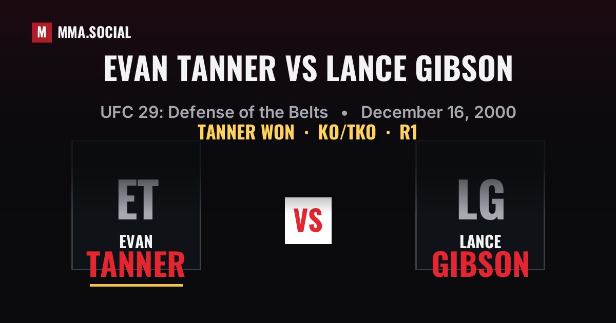 Evan Tanner vs Lance Gibson result: Evan Tanner won by KO/TKO, UFC 29: Defense of the Belts