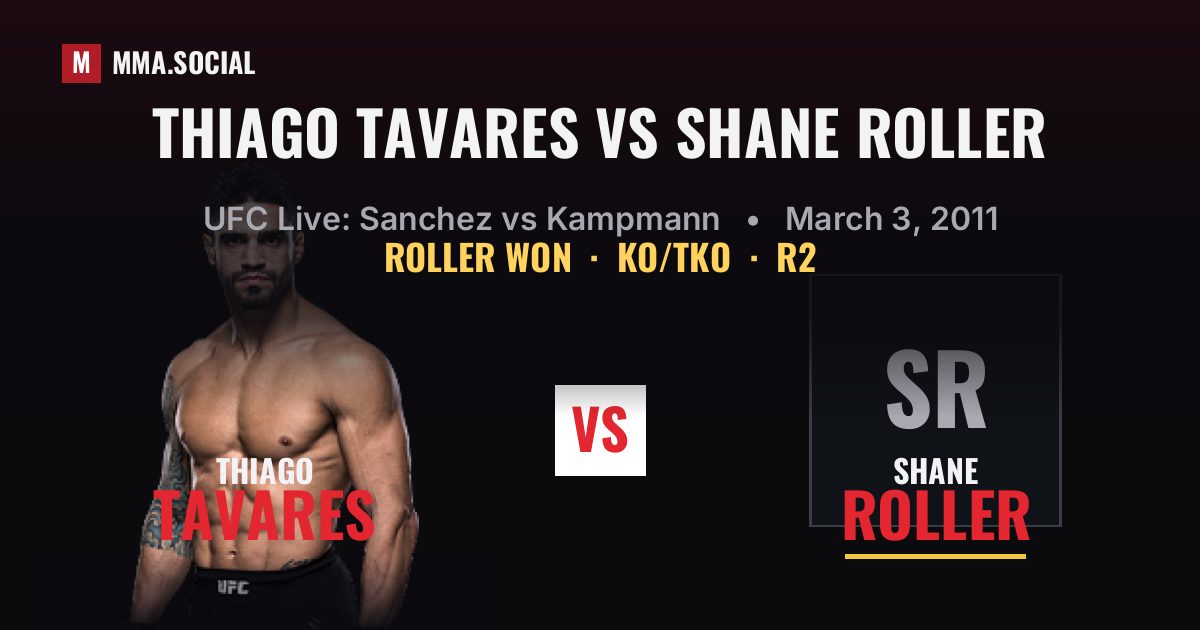 Thiago Tavares vs Shane Roller - UFC Live Result | MMA.SOCIAL