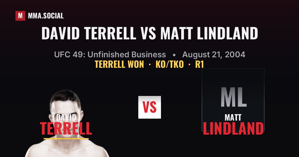 David Terrell vs Matt Lindland result: David Terrell won by KO/TKO, UFC 49: Unfinished Business