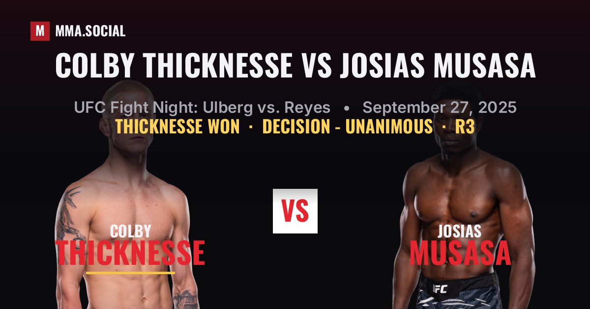 Colby Thicknesse vs Josias Musasa - UFC Fight Night | MMA.SOCIAL