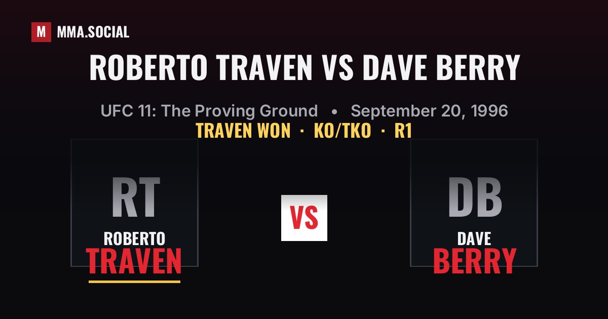 Roberto Traven vs Dave Berry result: Roberto Traven won by KO/TKO, UFC 11: The Proving Ground