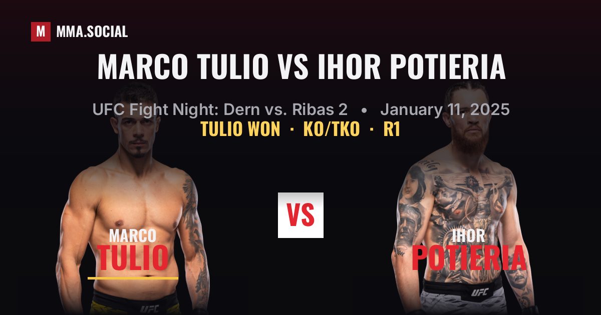 Marco Tulio vs Ihor Potieria - UFC Fight Night | MMA.SOCIAL