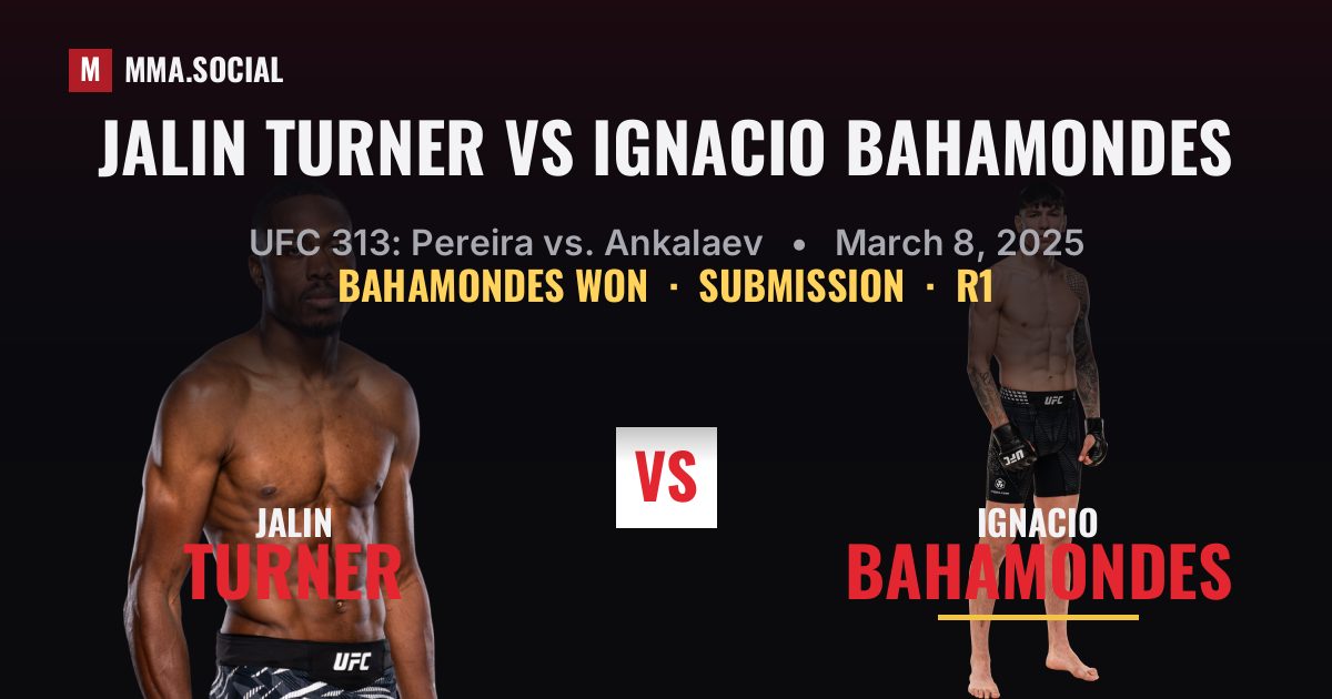 Jalin Turner vs Ignacio Bahamondes result: Ignacio Bahamondes won by Submission, UFC 313: Pereira vs. Ankalaev