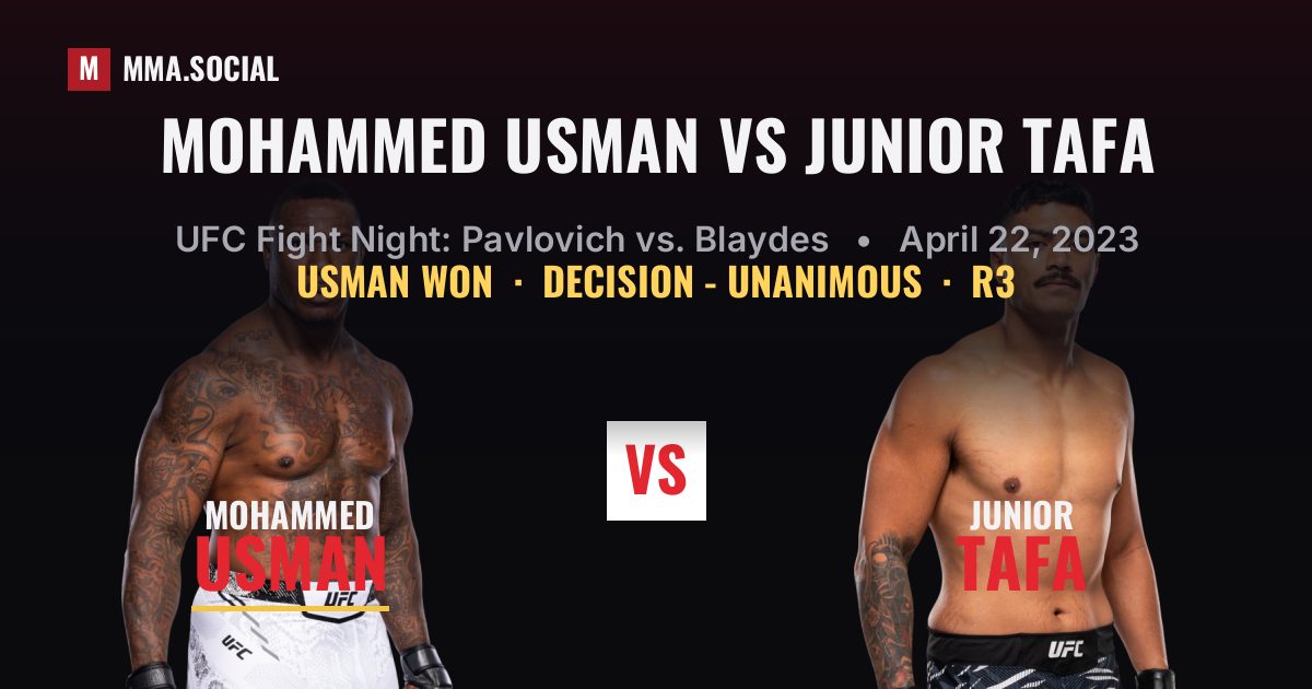 Mohammed Usman vs Junior Tafa result: Mohammed Usman won by Decision - Unanimous, UFC Fight Night: Pavlovich vs. Blaydes