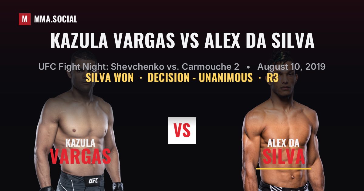 Kazula Vargas vs Alex Da Silva result: Alex Da Silva won by Decision - Unanimous, UFC Fight Night: Shevchenko vs. Carmouche 2