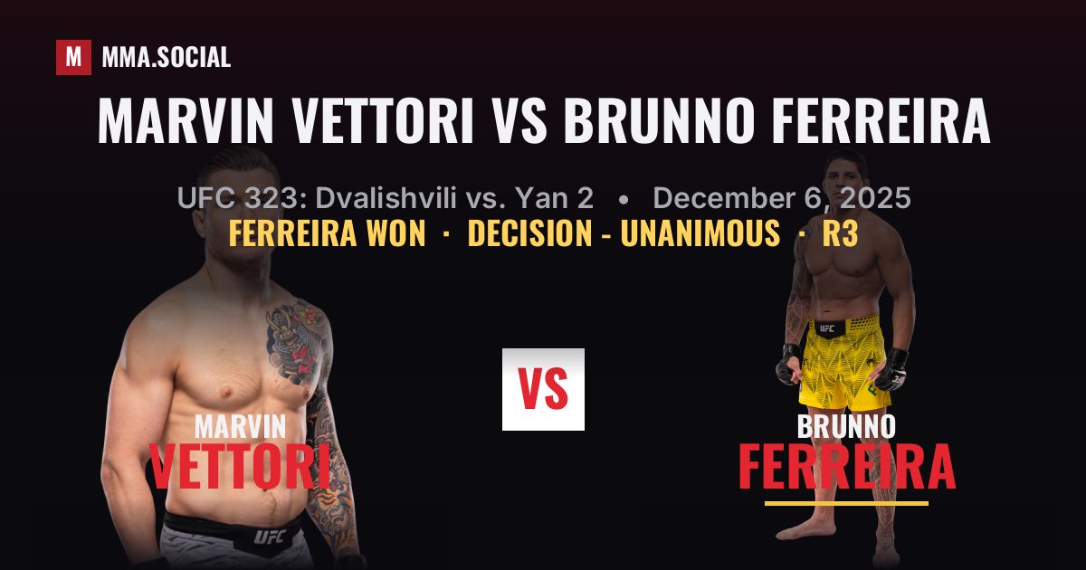 Marvin Vettori vs Brunno Ferreira - UFC 323 | MMA.SOCIAL