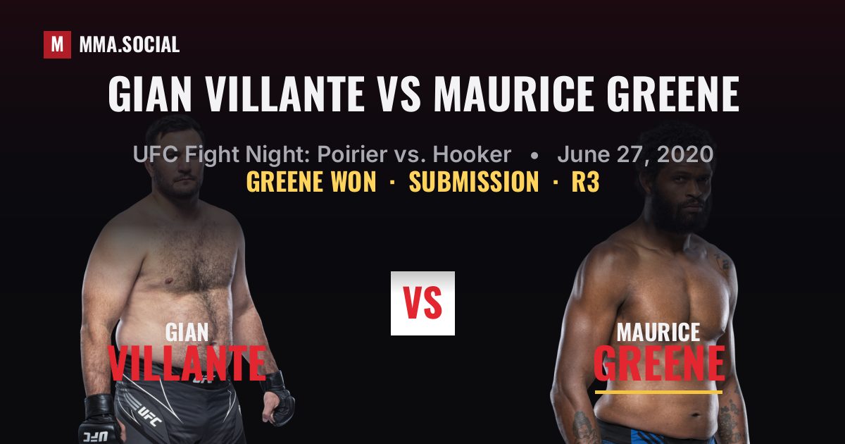 Gian Villante vs Maurice Greene result: Maurice Greene won by Submission, UFC Fight Night: Poirier vs. Hooker