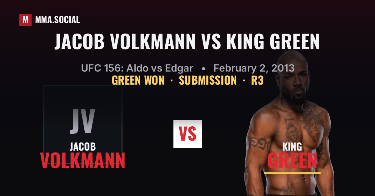 Jacob Volkmann vs King Green result: King Green won by Submission, UFC 156: Aldo vs Edgar