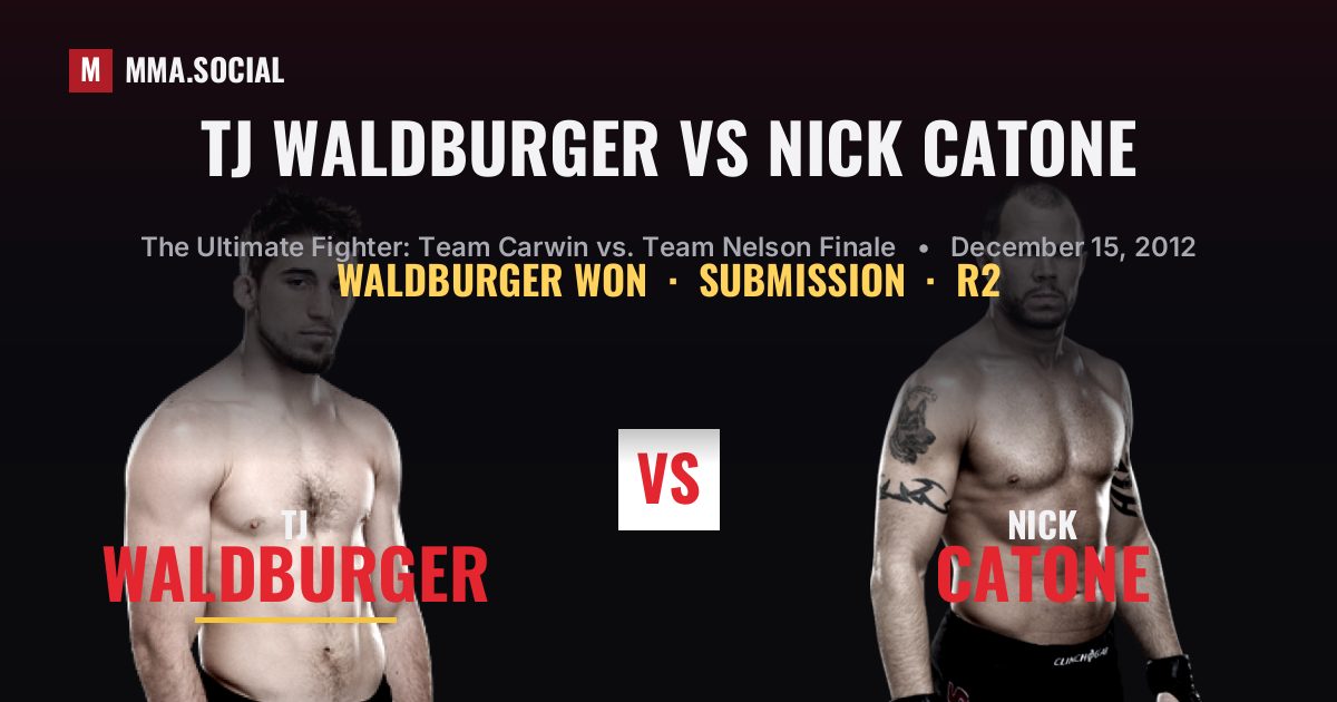 TJ Waldburger vs Nick Catone result: TJ Waldburger won by Submission, The Ultimate Fighter: Team Carwin vs. Team Nelson Finale