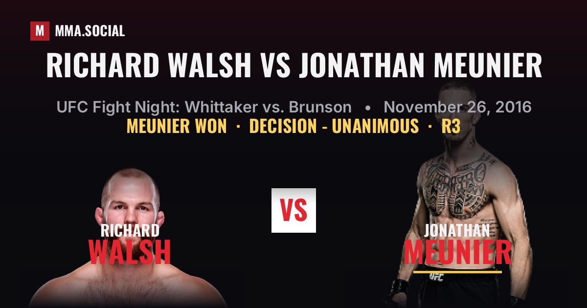 Richard Walsh vs Jonathan Meunier - UFC Fight Night | MMA.SOCIAL