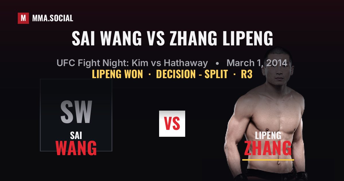 Sai Wang vs Zhang Lipeng - UFC Fight Night Scorecard | MMA.SOCIAL