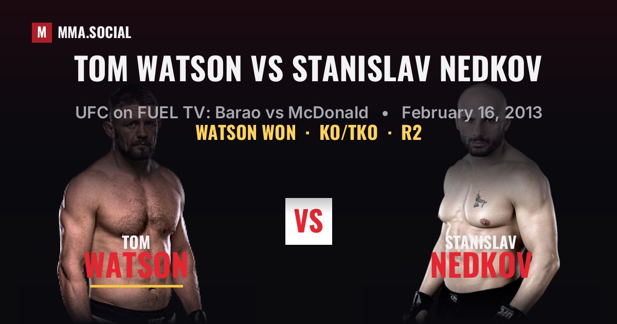 Tom Watson vs Stanislav Nedkov - UFC on FUEL TV | MMA.SOCIAL