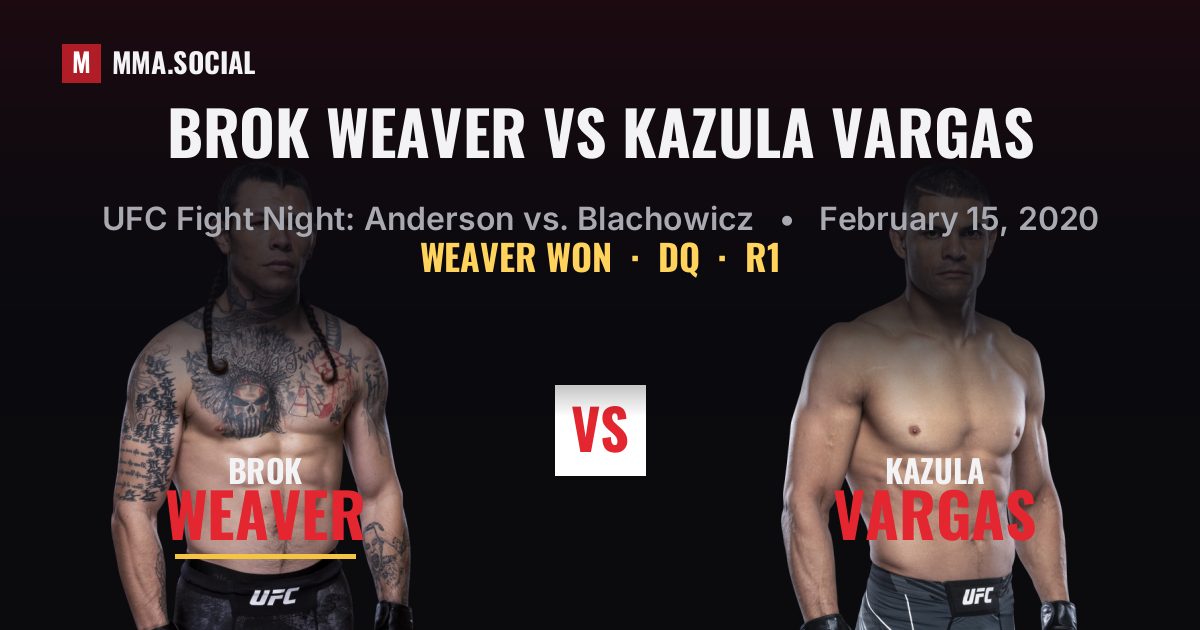 Brok Weaver vs Kazula Vargas result: Brok Weaver won by DQ, UFC Fight Night: Anderson vs. Blachowicz