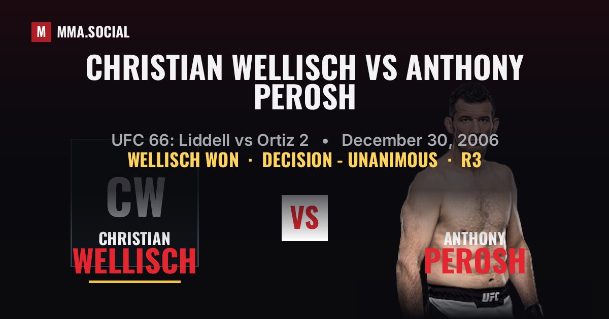 Christian Wellisch vs Anthony Perosh - UFC 66 | MMA.SOCIAL
