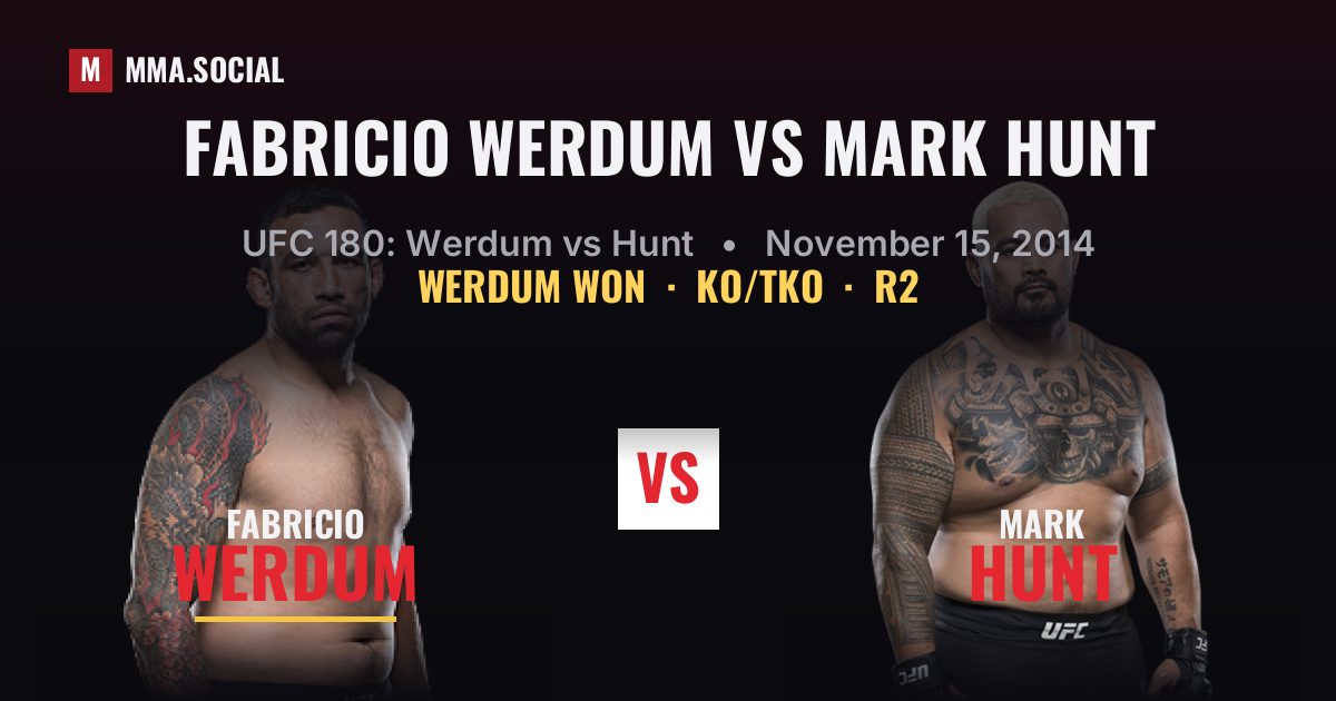 Fabricio Werdum vs Mark Hunt - UFC 180 Result | MMA.SOCIAL
