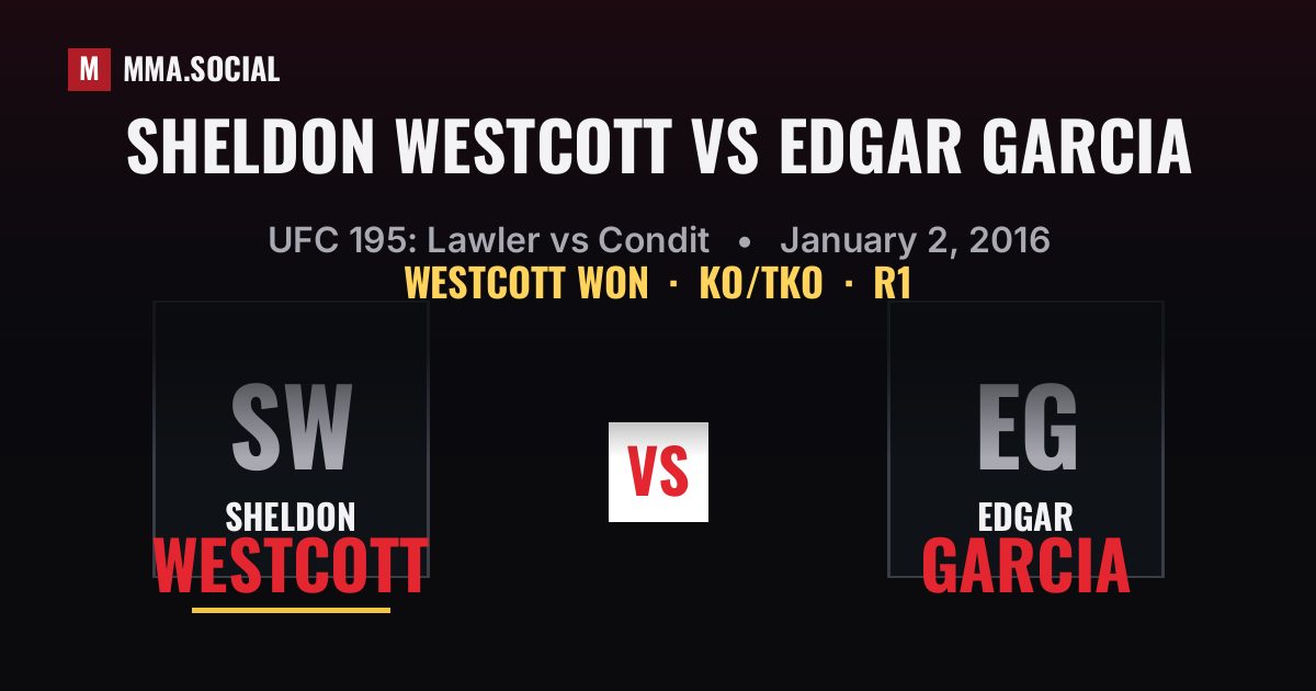 Sheldon Westcott vs Edgar Garcia result: Sheldon Westcott won by KO/TKO, UFC 195: Lawler vs Condit
