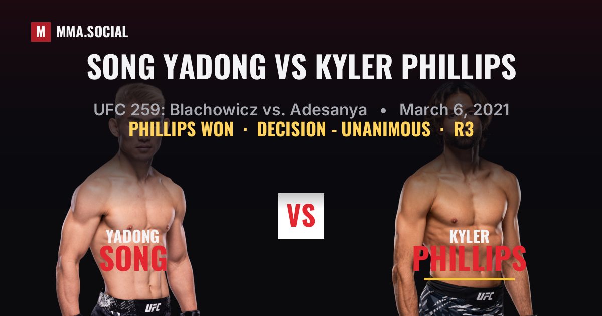 Song Yadong vs Kyler Phillips - UFC 259 Scorecard | MMA.SOCIAL