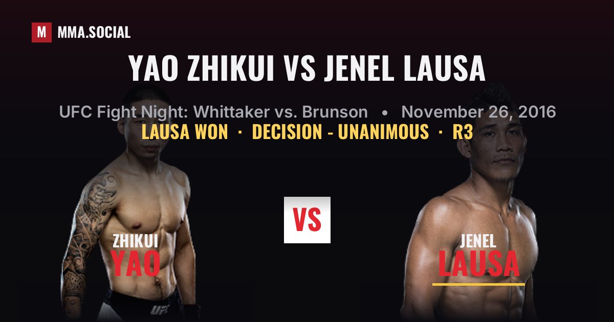 Yao Zhikui vs Jenel Lausa - UFC Fight Night | MMA.SOCIAL
