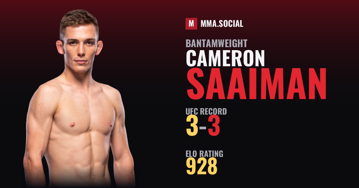 Cameron Saaiman — UFC fighter profile, record 3-3