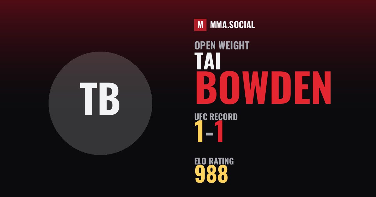 Tai Bowden — UFC fighter profile, record 1-1